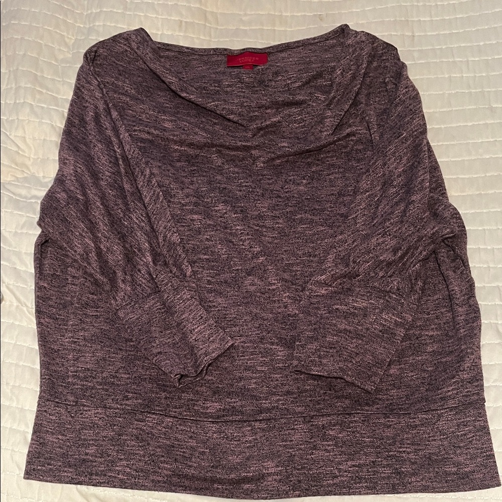 Jennifer Lopez 3/4 Sleeve Heather Purple Sweater Top Draped Neck | Size XXL - Picture 9 of 11